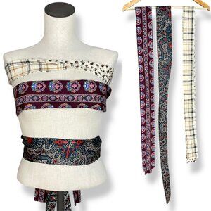 Vintage 70s Chessa Davis Belt Set of 3 Belts Retro Tie Fabric Women Floral Plaid